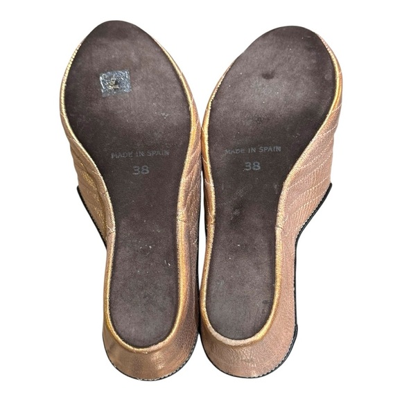 Homers Quilted Artisan Bronze Metallic Leather Mule Slides Quiet Lux | Sz 38 - Picture 6 of 10